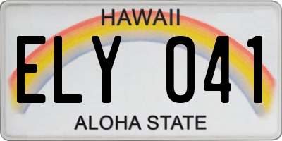 HI license plate ELY041