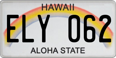 HI license plate ELY062