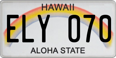 HI license plate ELY070