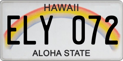 HI license plate ELY072