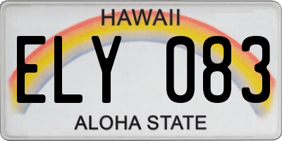 HI license plate ELY083