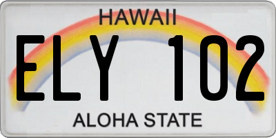HI license plate ELY102