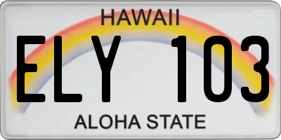 HI license plate ELY103