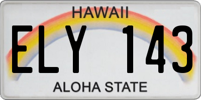 HI license plate ELY143