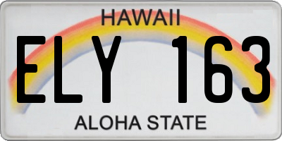 HI license plate ELY163
