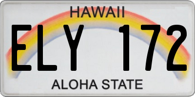 HI license plate ELY172