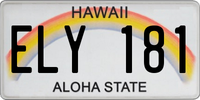 HI license plate ELY181