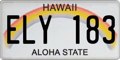 HI license plate ELY183