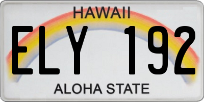 HI license plate ELY192