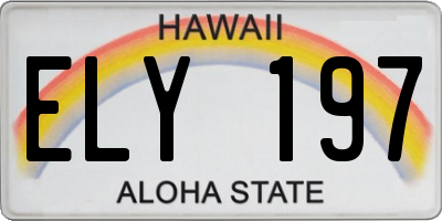 HI license plate ELY197
