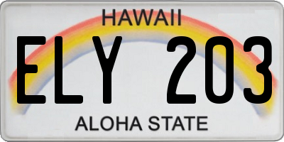 HI license plate ELY203