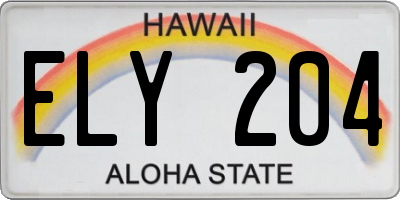 HI license plate ELY204