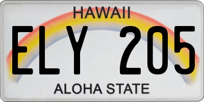 HI license plate ELY205