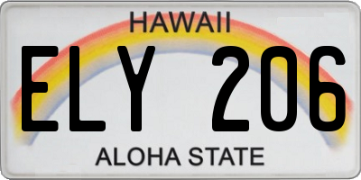 HI license plate ELY206