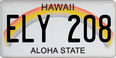 HI license plate ELY208
