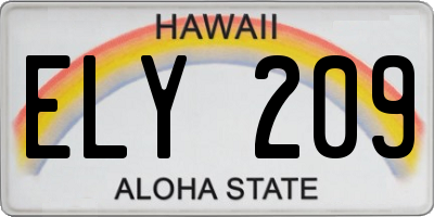 HI license plate ELY209