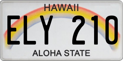 HI license plate ELY210