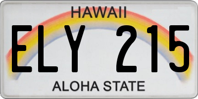HI license plate ELY215