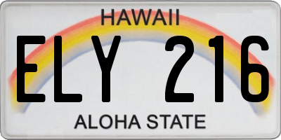 HI license plate ELY216
