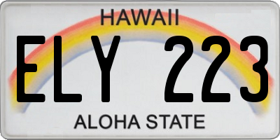 HI license plate ELY223