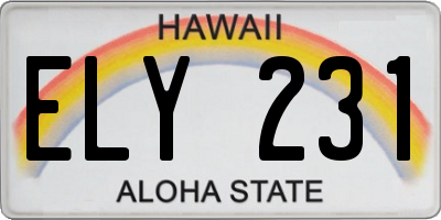 HI license plate ELY231