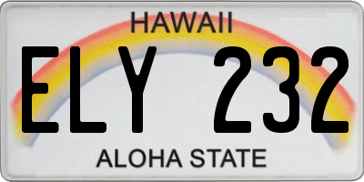 HI license plate ELY232