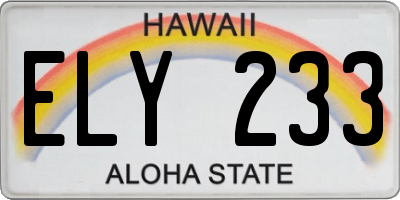 HI license plate ELY233