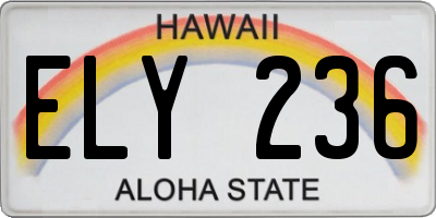 HI license plate ELY236