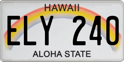 HI license plate ELY240
