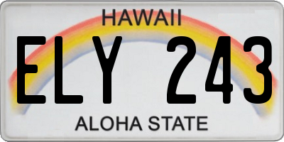 HI license plate ELY243