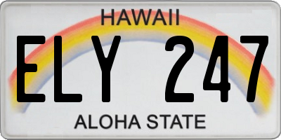 HI license plate ELY247