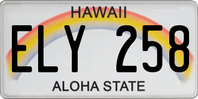 HI license plate ELY258