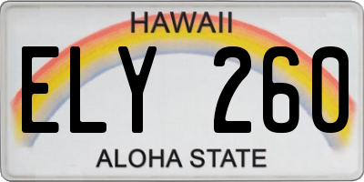 HI license plate ELY260