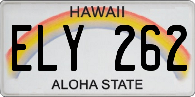 HI license plate ELY262