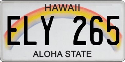HI license plate ELY265