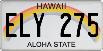 HI license plate ELY275