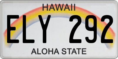 HI license plate ELY292