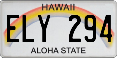 HI license plate ELY294