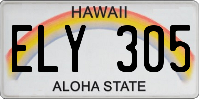 HI license plate ELY305