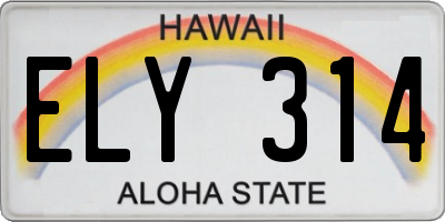 HI license plate ELY314