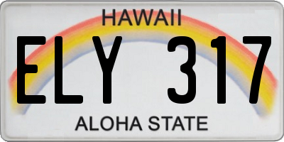 HI license plate ELY317