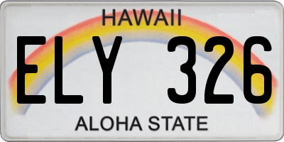 HI license plate ELY326
