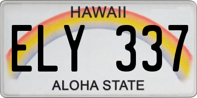HI license plate ELY337
