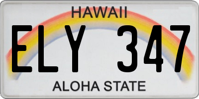 HI license plate ELY347