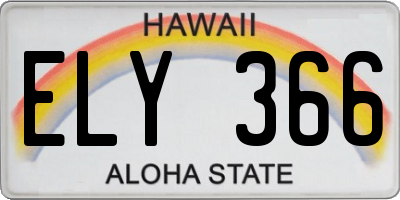 HI license plate ELY366