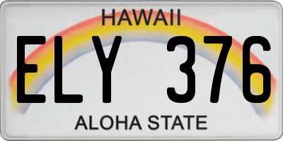 HI license plate ELY376