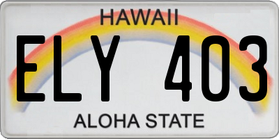 HI license plate ELY403