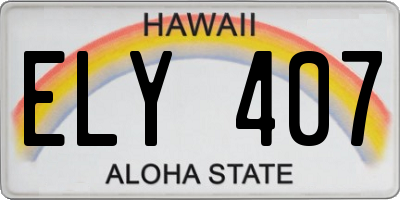 HI license plate ELY407