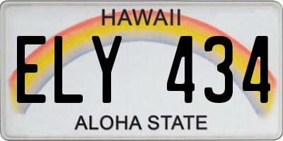 HI license plate ELY434
