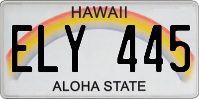 HI license plate ELY445